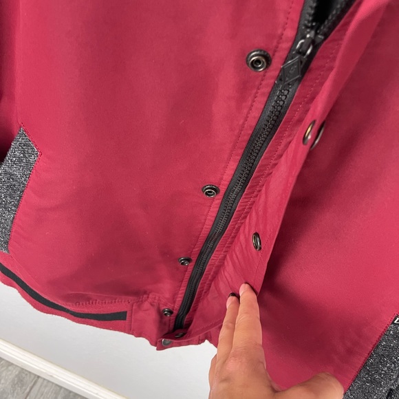 Dravus Mens Red Charcoal Color block Windbreaker Bomber Style Jacket - Picture 5 of 11